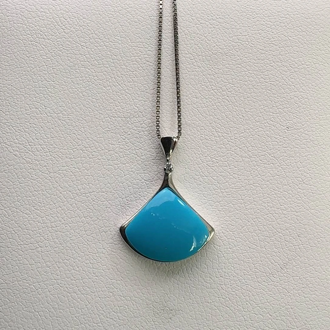 绿松石银S925镶嵌吊坠(赠链)