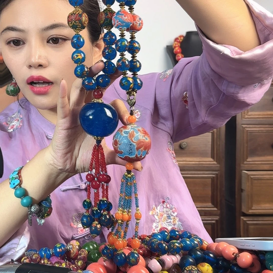 杨***师DIY琉璃老琉璃蓝色凤眼雕刻珠的