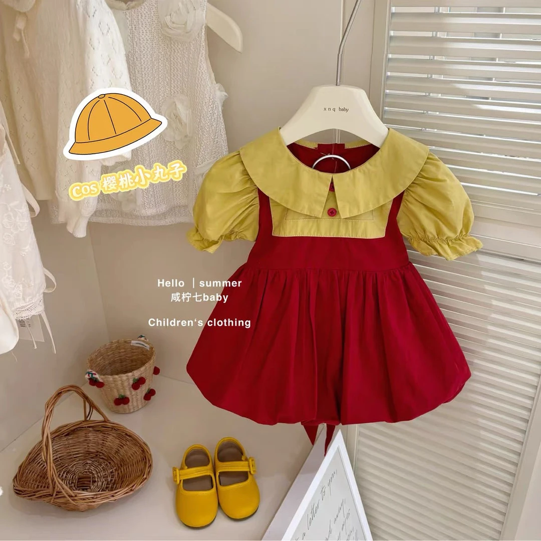 女童连衣裙夏季儿童樱桃小丸子洋气公主裙子宝宝公主风夏装礼服裙