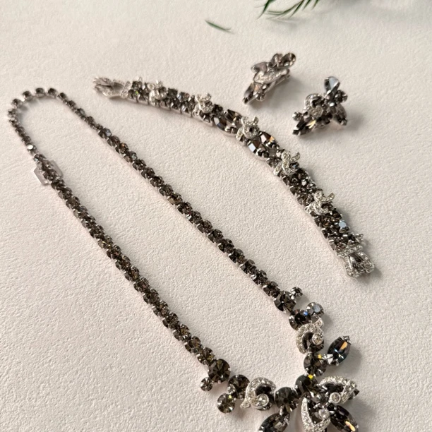 铜合金合成锆石项链 【六六中古】孤品项链三件套te0562链44围16.5