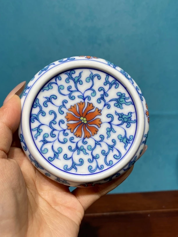 青花斗彩缠枝莲纹盖置景德镇陶瓷