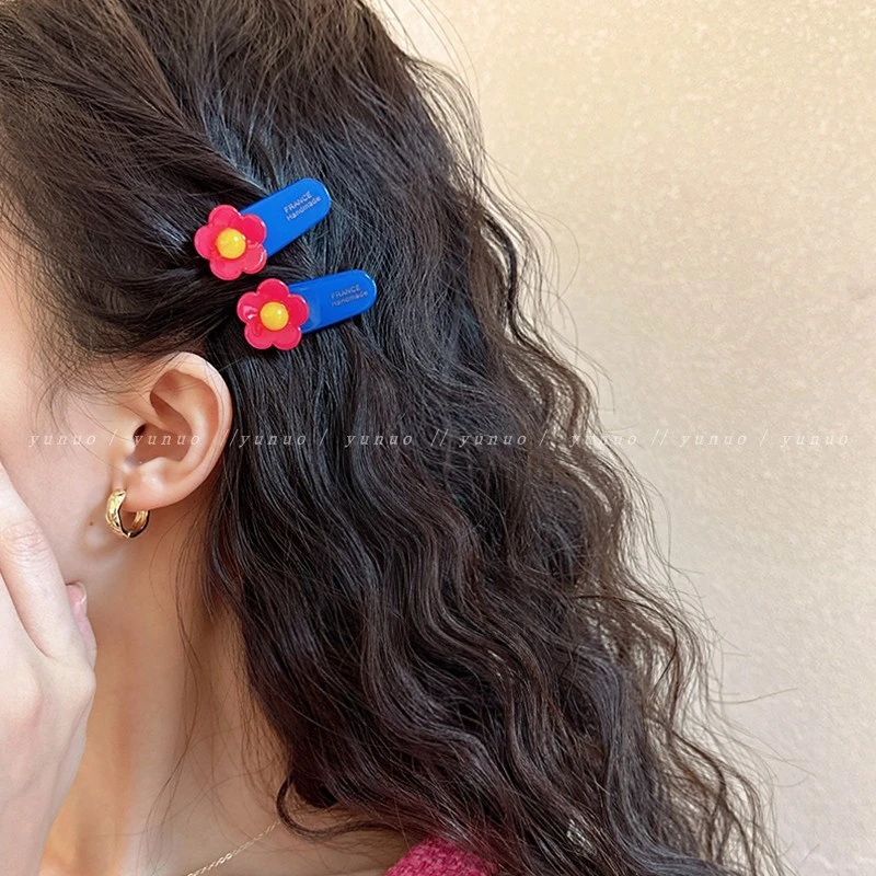 可爱大爆发~2个撞色花朵！碎发夹边夹侧边鸭嘴夹女2025新款新款
