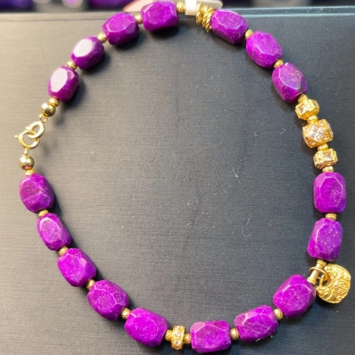 苏纪石（舒俱来）18K金镶嵌手链满色火焰红丝绒