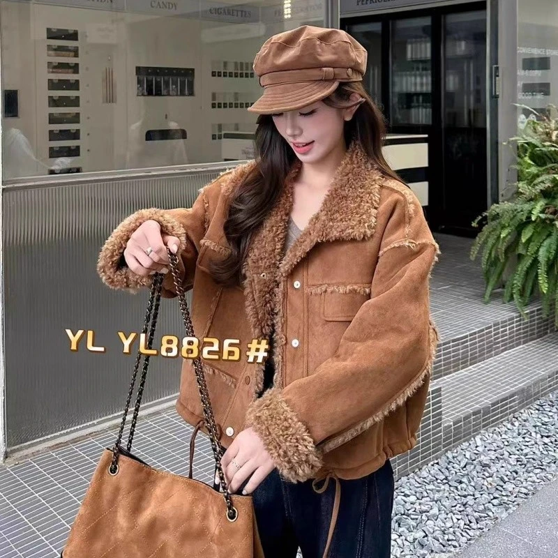拉夏贝尔2025年冬季网新款时尚精致高级感洋气韩系皮毛一体外套