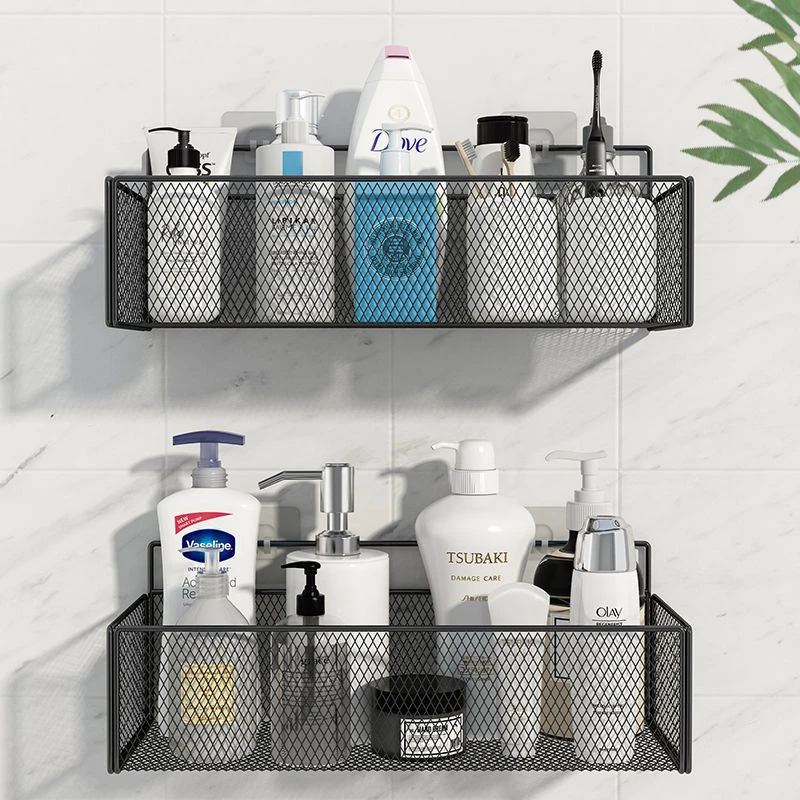 免打孔壁挂式置物架浴室神器厕所厨房卫生间洗澡间桌面架子收纳篮