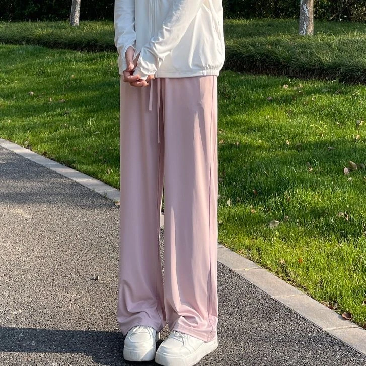 8219夏季冰丝薄款云感户外防晒裤直筒松紧腰休闲裤