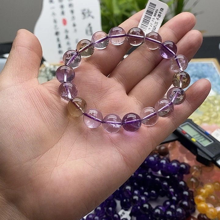 水晶手链未镶嵌紫黄水晶11+