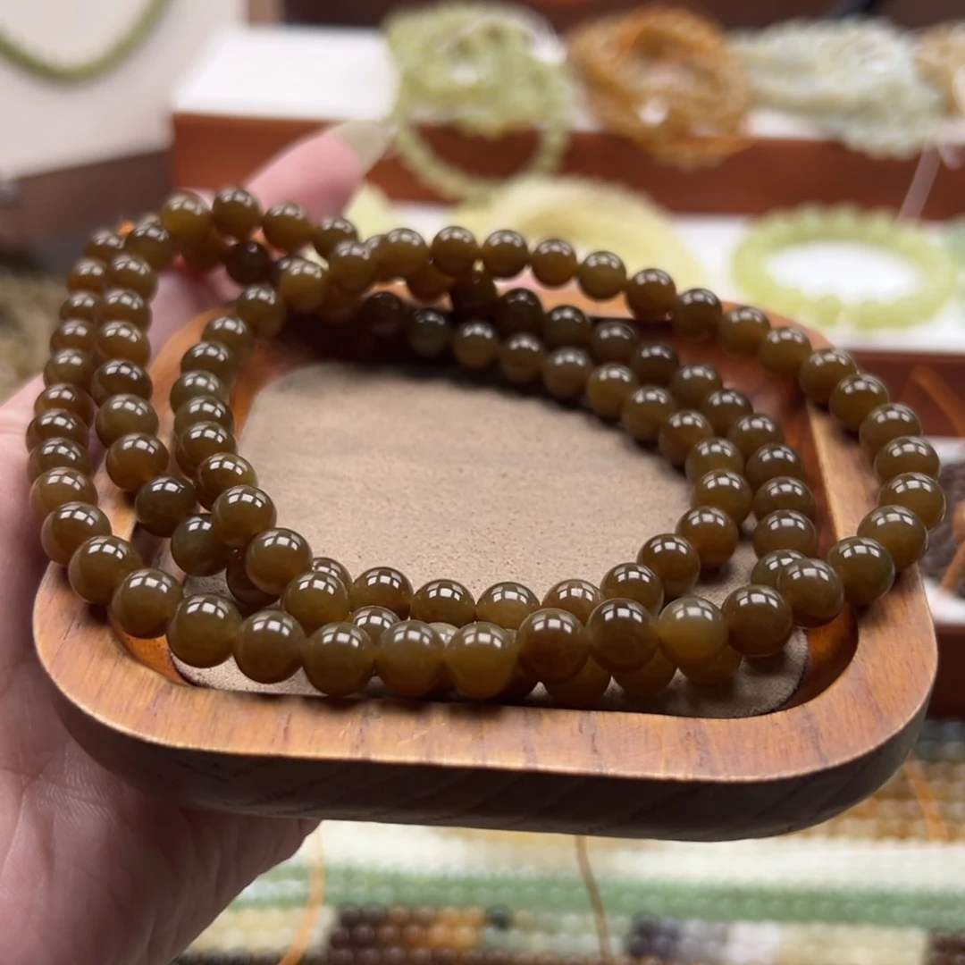 毛衣链未镶嵌和田玉珠串8mm