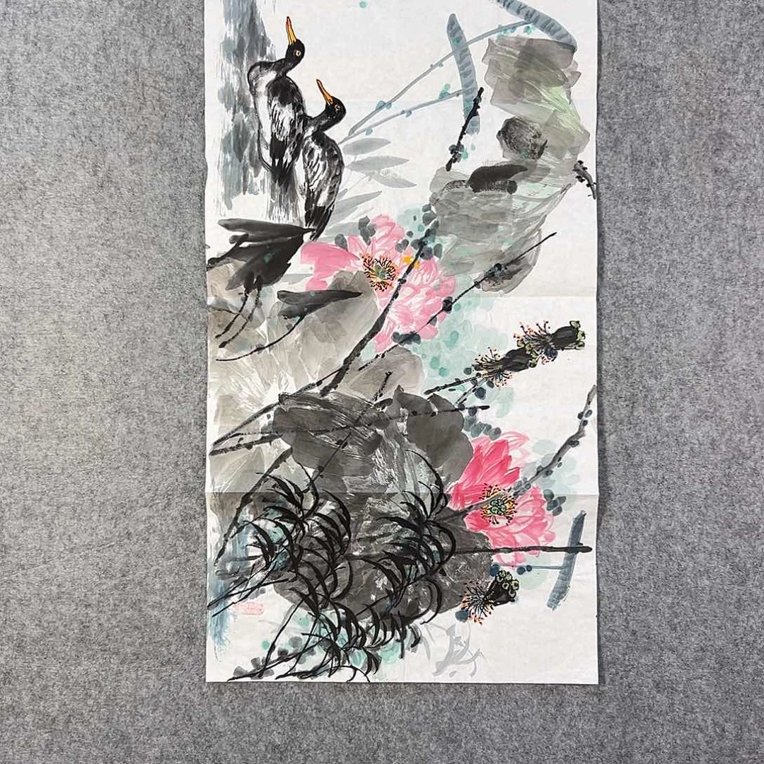 国画456 牡丹之花之叶的颜色与叶