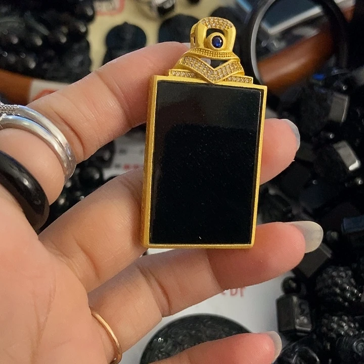 烂***壳翡翠银S925镶嵌颈饰墨翠