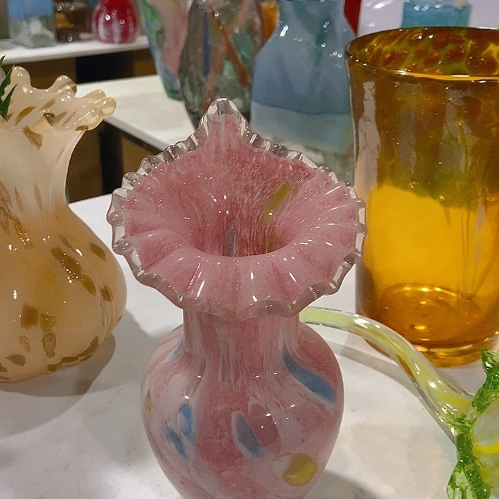 琉璃琉璃花瓶高18口5