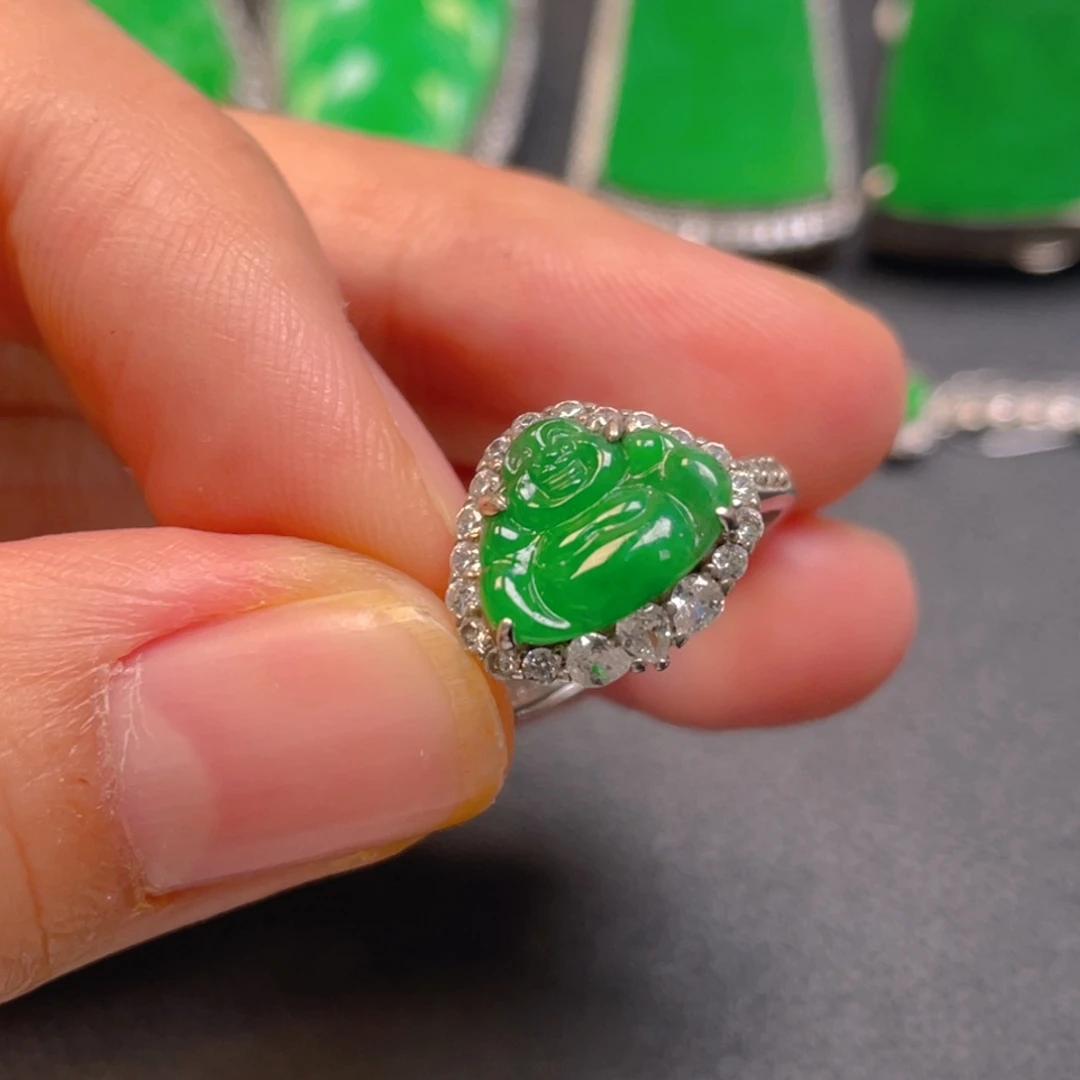 翡翠银S925镶嵌吊坠(不含链)戒指