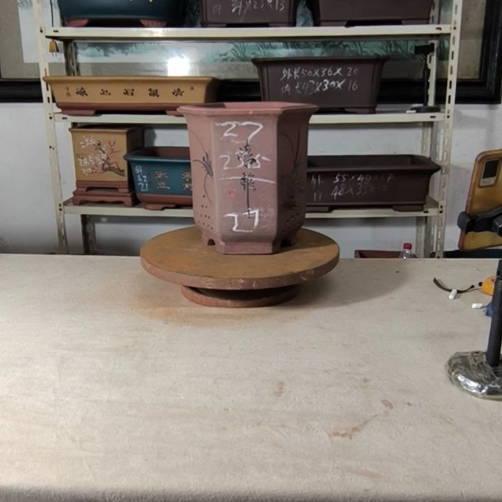 紫砂花盆六方花盆
