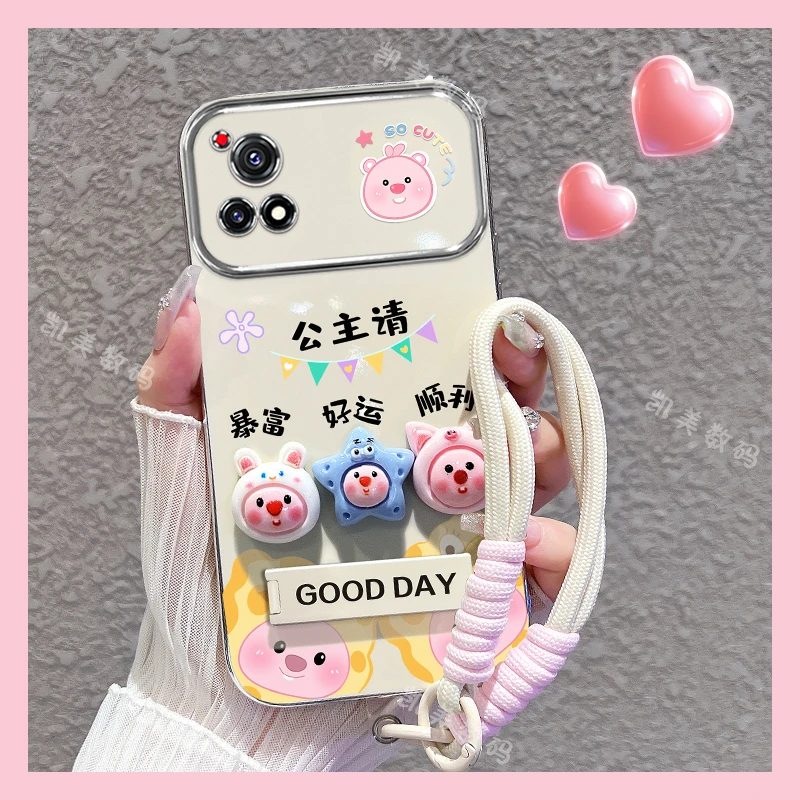 适用一加ace手机壳露比公主大视窗折叠支架防摔保护软壳女款卡通