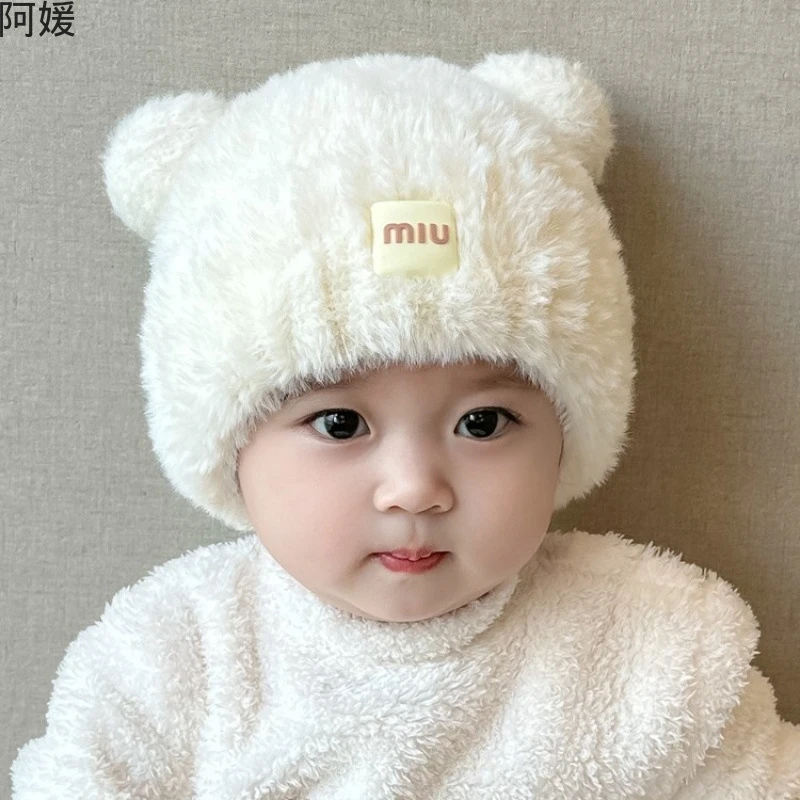 宝宝帽子冬季可爱小月龄男女孩毛绒帽秋冬款婴儿月龄宝宝秋冬帽子