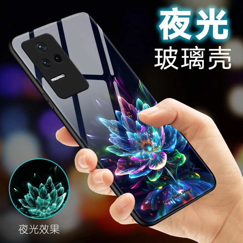 夜光花朵适用小米红米k50pro手机壳k50女款优美K50电竞版保护套K