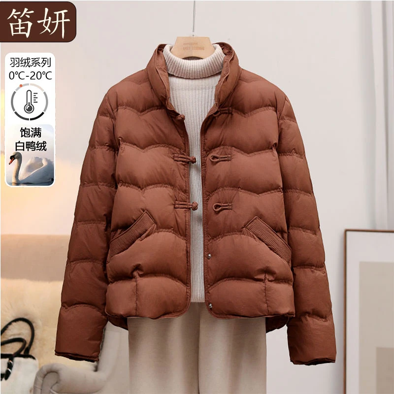 90白鸭绒轻薄羽绒服女秋冬新款妈妈装中国风小个子时尚洋气外套潮