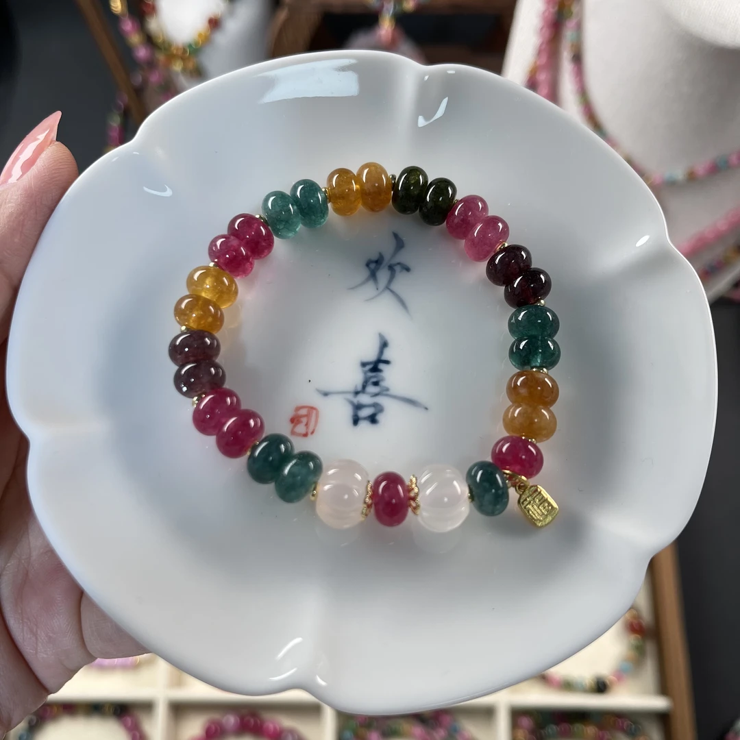 彩碧算盘（5*8mm）颜色多样女款【福】瓜百搭设计款手串
