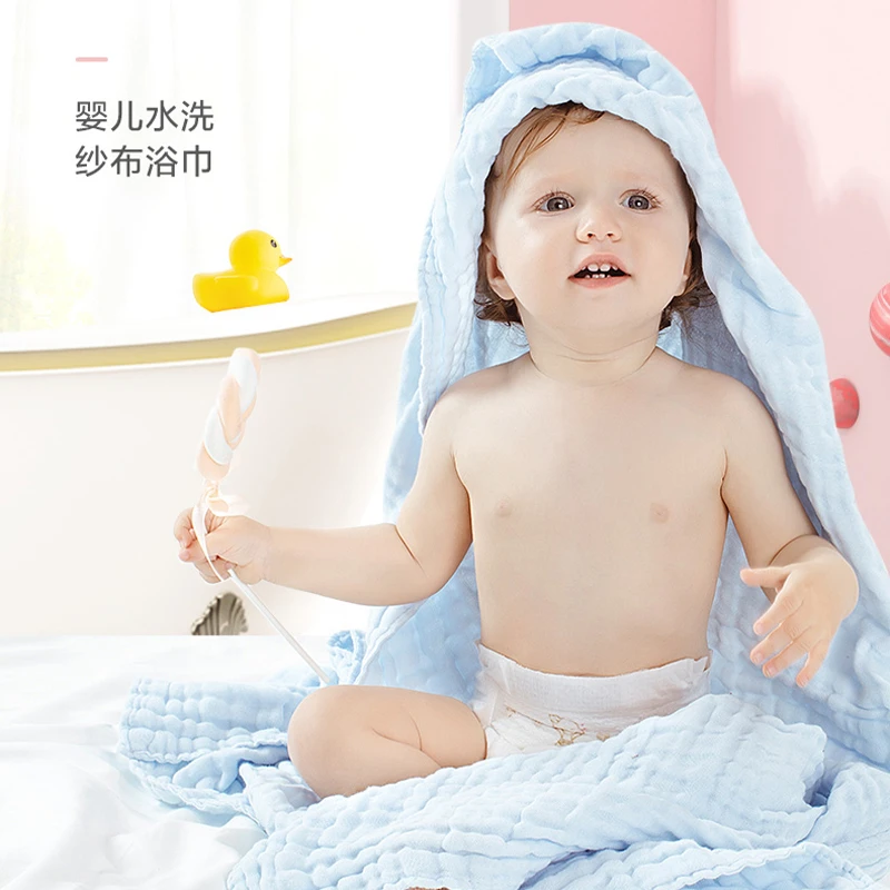 全棉时代六层素色水洗纱布浴巾新生儿纱布浴巾-多种用途吸水分层