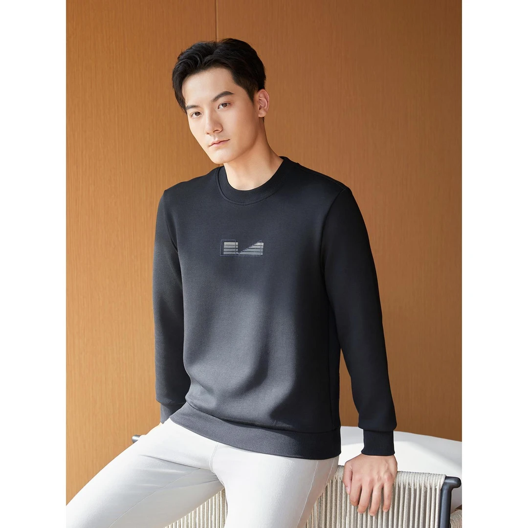 【百搭舒适】利郎弹性百搭休闲长袖圆领高级感简约外搭