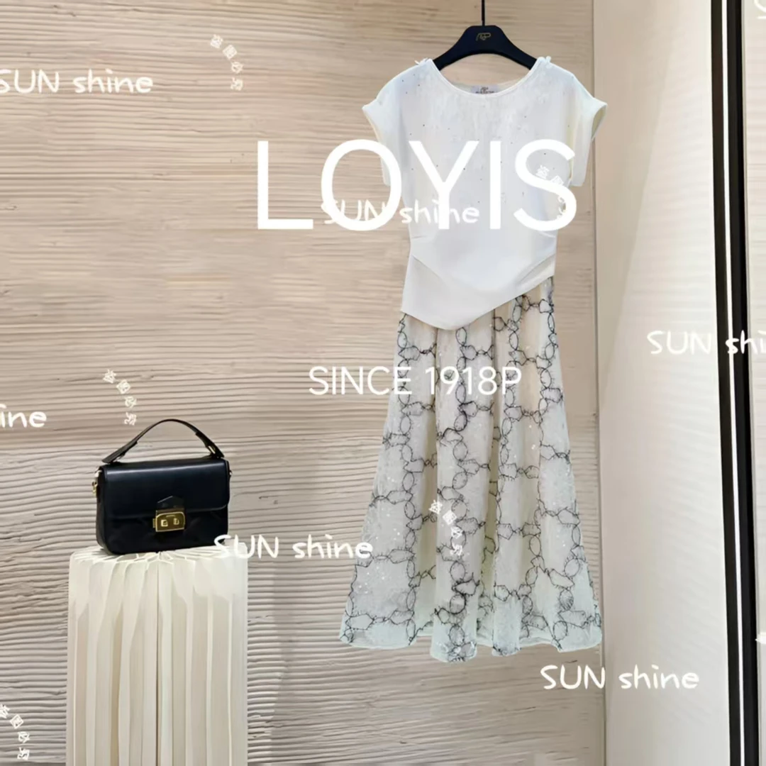 【LOYIS/高奢定制】设计师款夏季休闲气质T恤显瘦减龄套装-AGP-W70