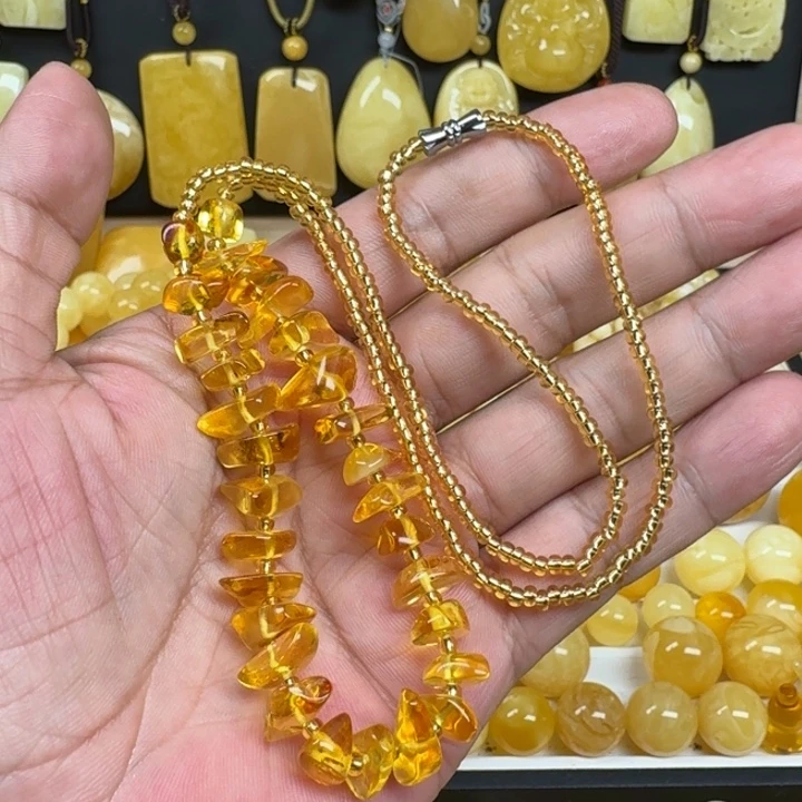 蜜蜡未镶嵌珠宝奇石项链