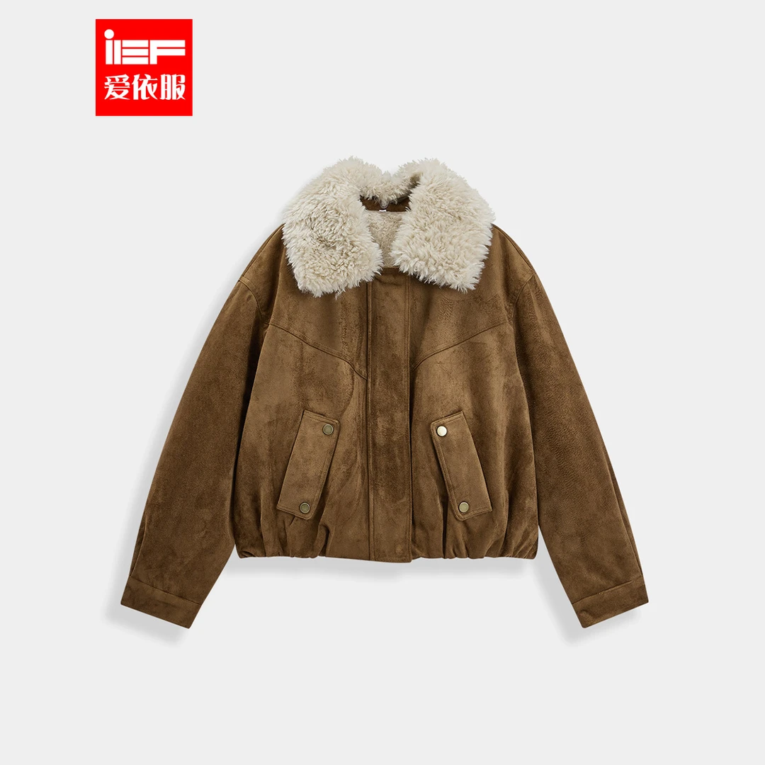 IEF/爱依服2025冬季新款美式复古西部风加绒加厚保暖磨砂皮外套