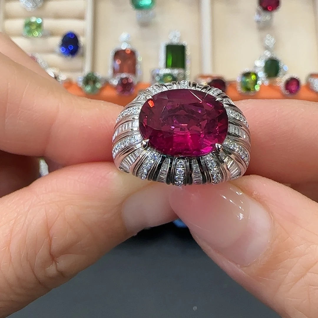 戒指碧玺18K金镶嵌5.35ct