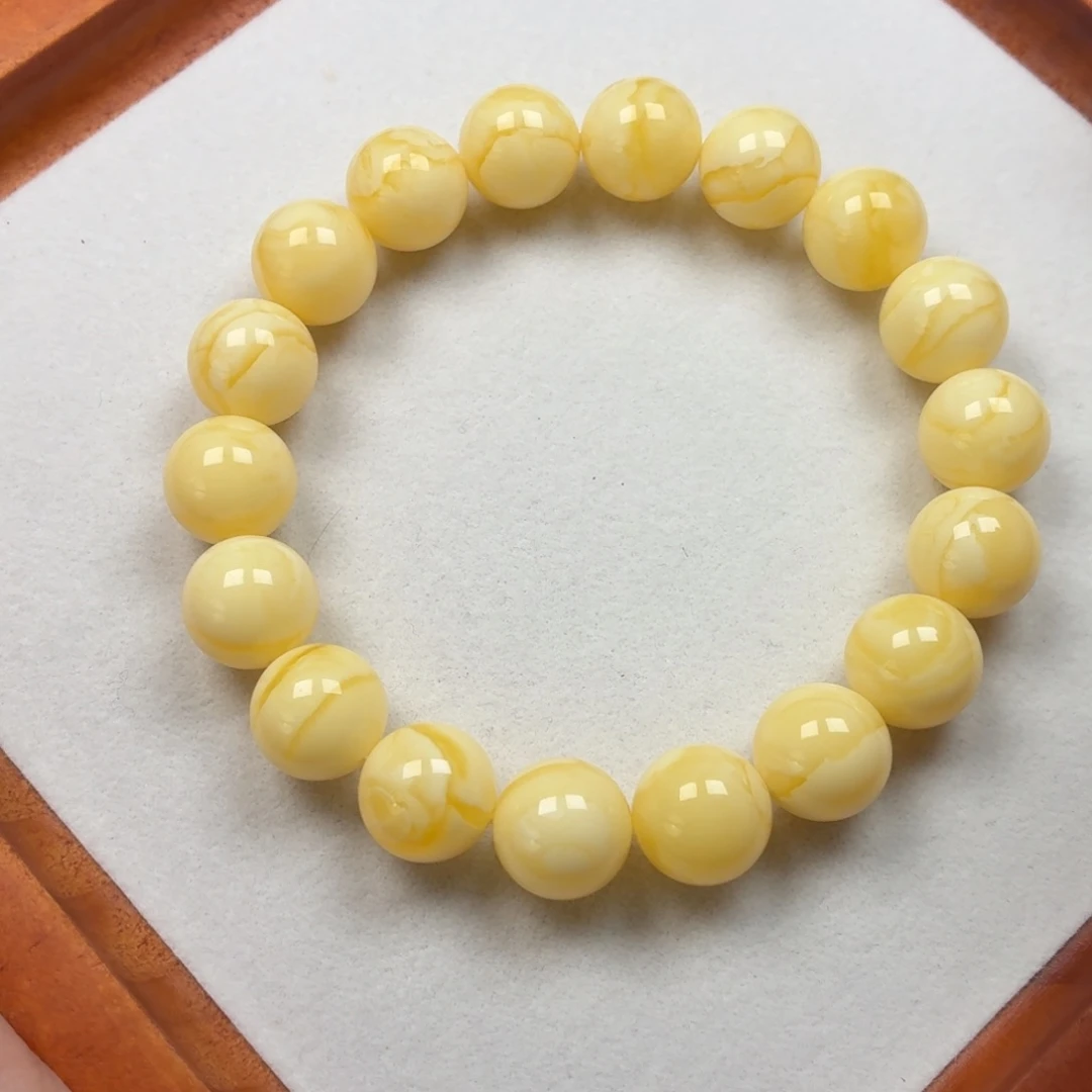 琥珀未镶嵌颈饰同料焦皮乱纹白花蜡14.3g