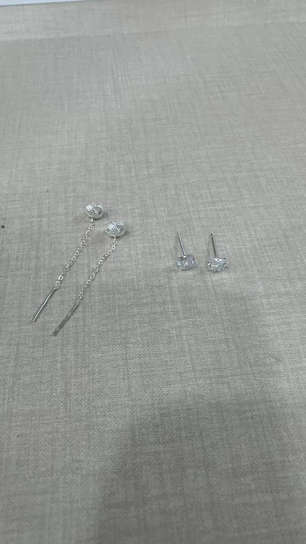 925银耳饰 0115-27   时尚气质百搭气质耳钉耳坠（两对一组）   HY