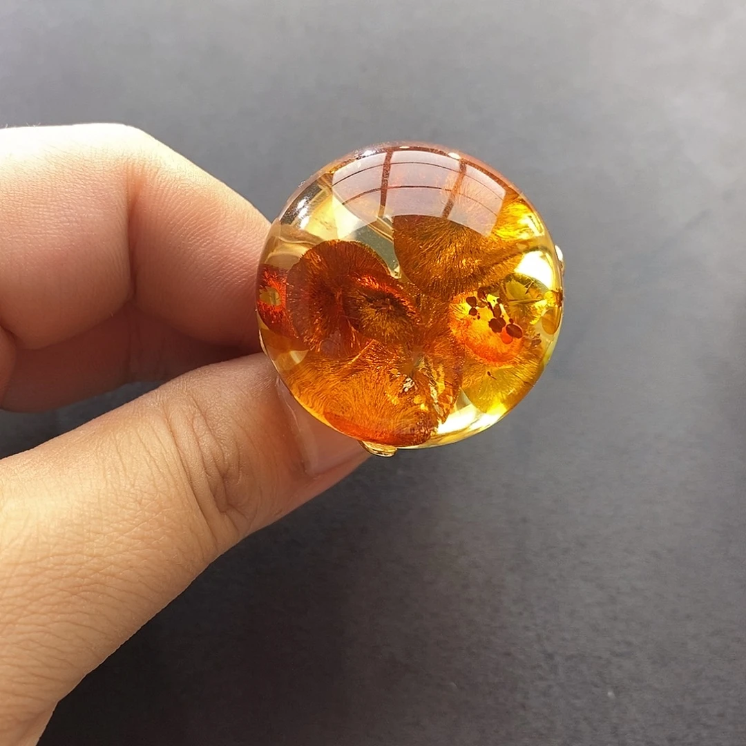 琥珀未镶嵌裸石戒指