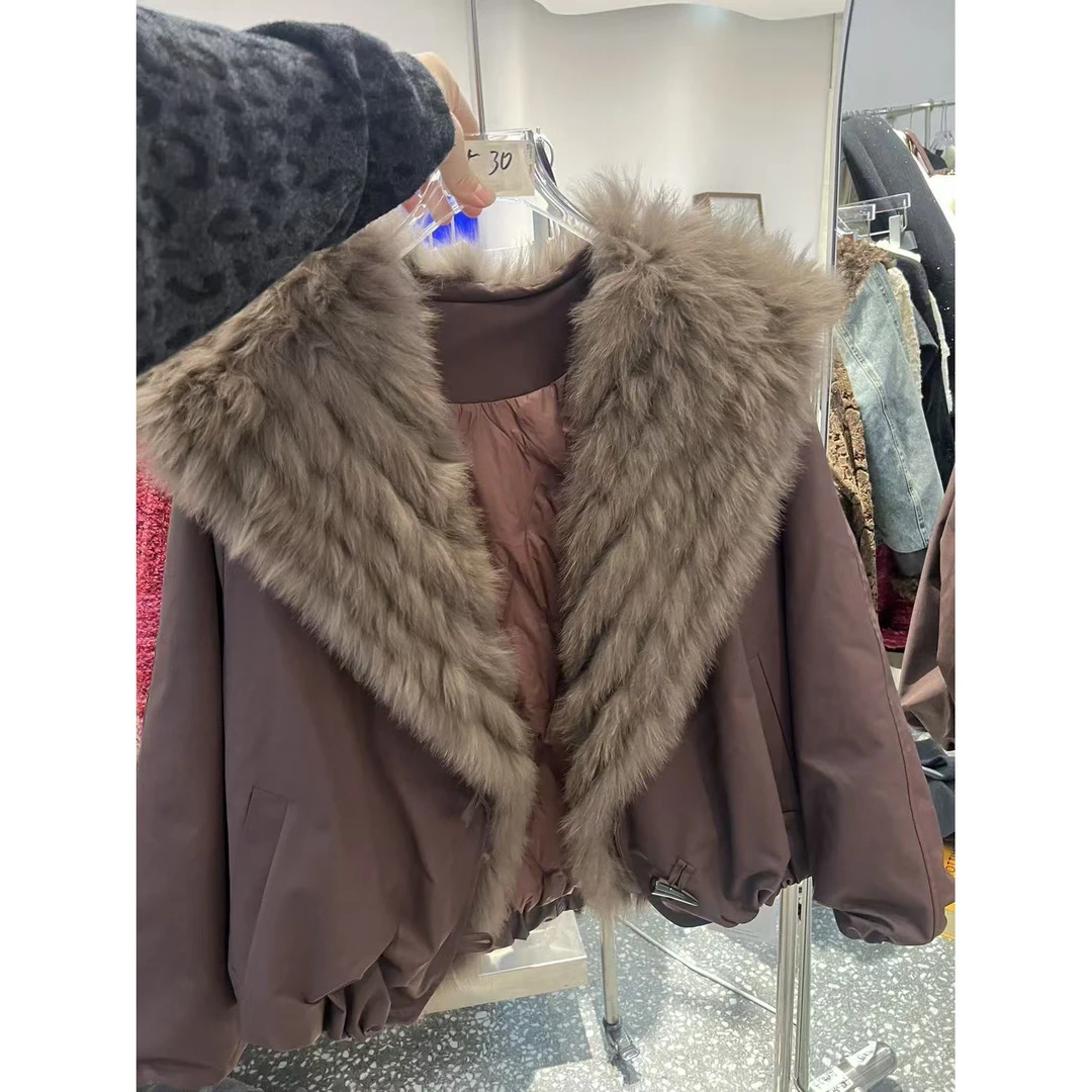 顺顺专属25年新款鹅绒女时尚休闲百搭外套绒服狐狸毛领可拆卸0099