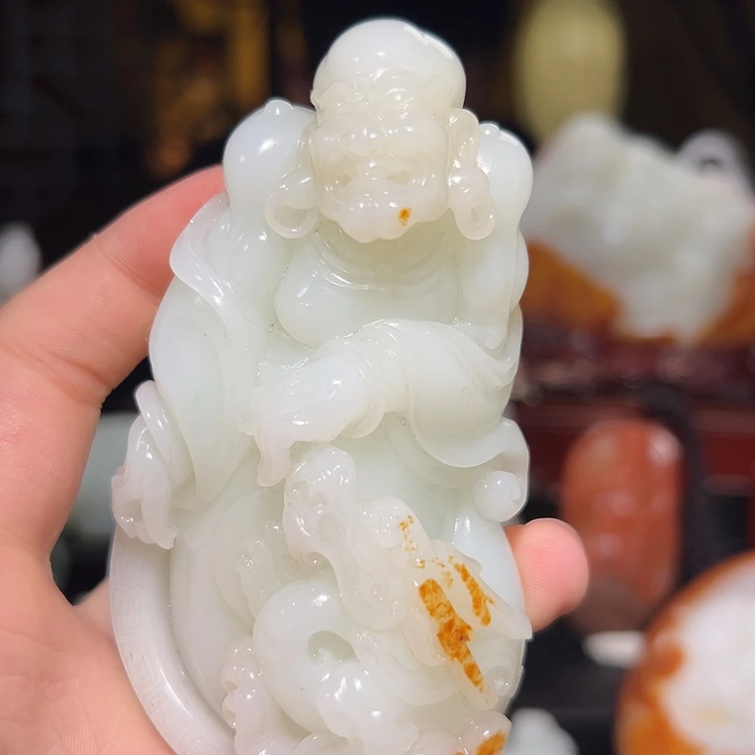 未镶嵌和田玉把件052降龙罗汉-吴德昇（防拍）