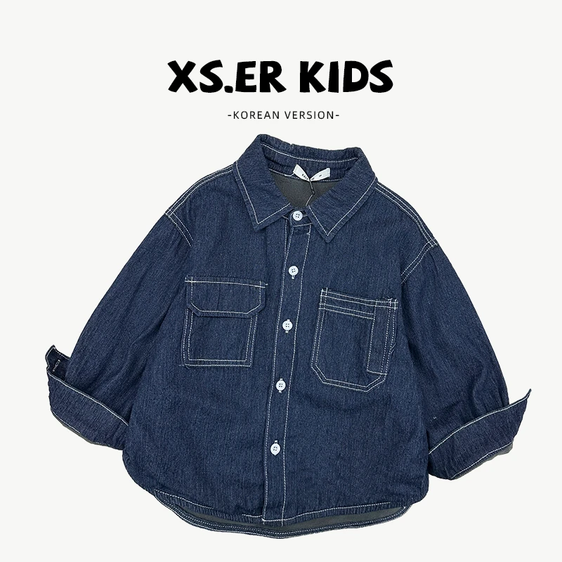 【小首尔】原版-现货冬季男童韩版加绒牛仔衬衫HBB4397