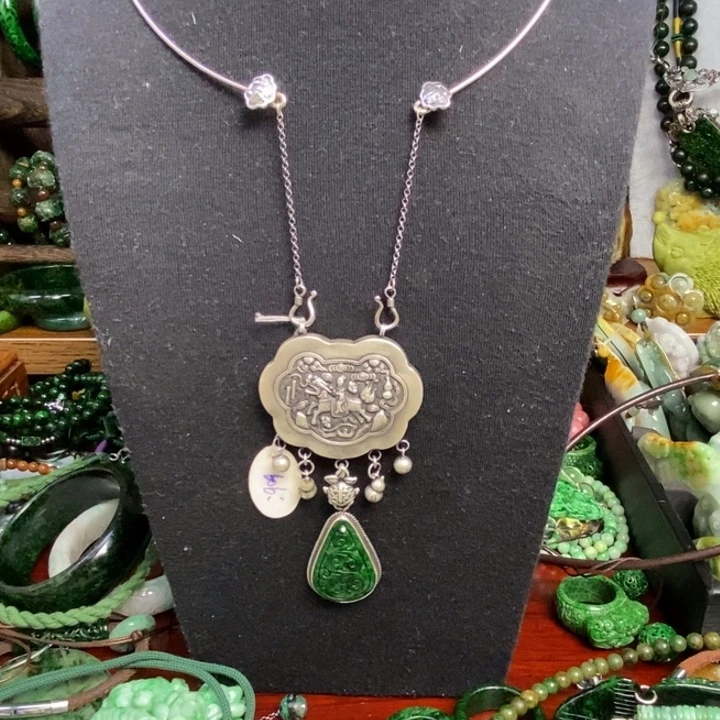 麒麟银锁牌吊坠一套