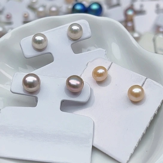 淡水珍珠耳饰银S925镶嵌