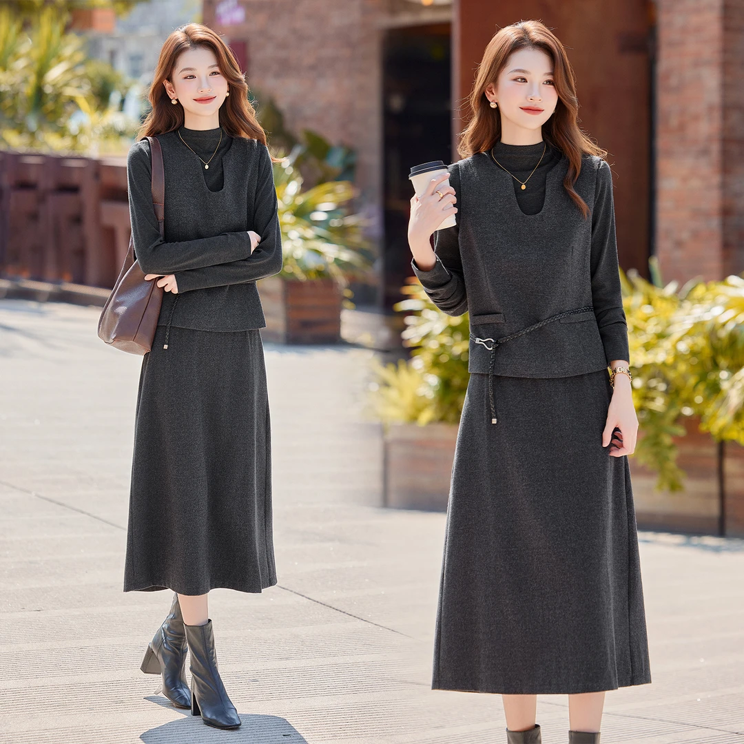 时尚马甲套装女2025春秋季新款洋气减龄显瘦高腰阔腿裤三件套潮