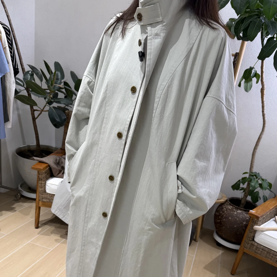 JFD秋季新款简约宽松长款风衣女经典百搭时尚外套
