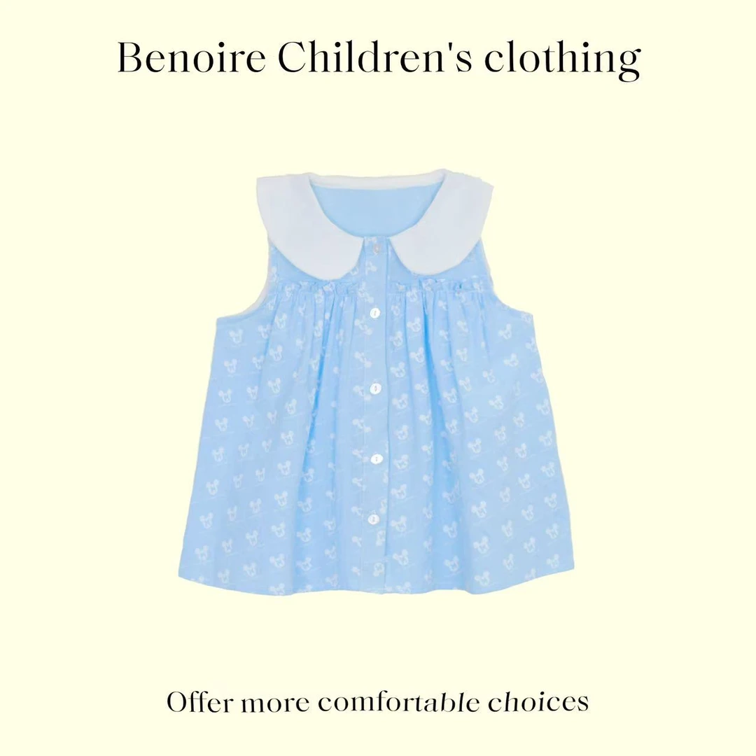 翻领圆领娃娃领女夏季宝宝幼儿女宝印花梭织衬衫纯色