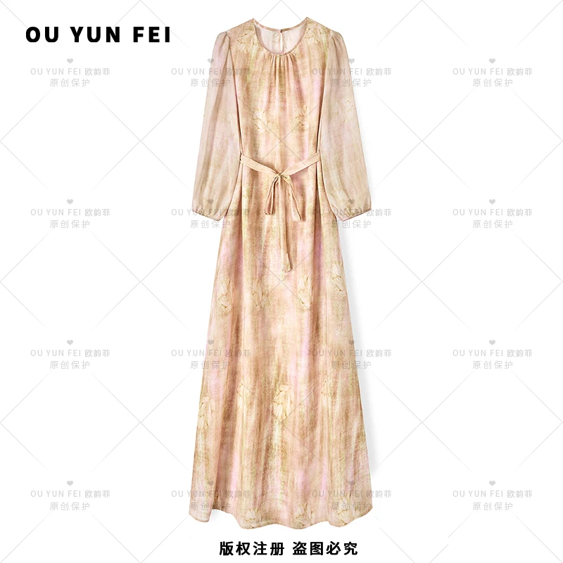 高级感连衣裙女夏季新款气质显瘦穿搭印花长裙F2018
