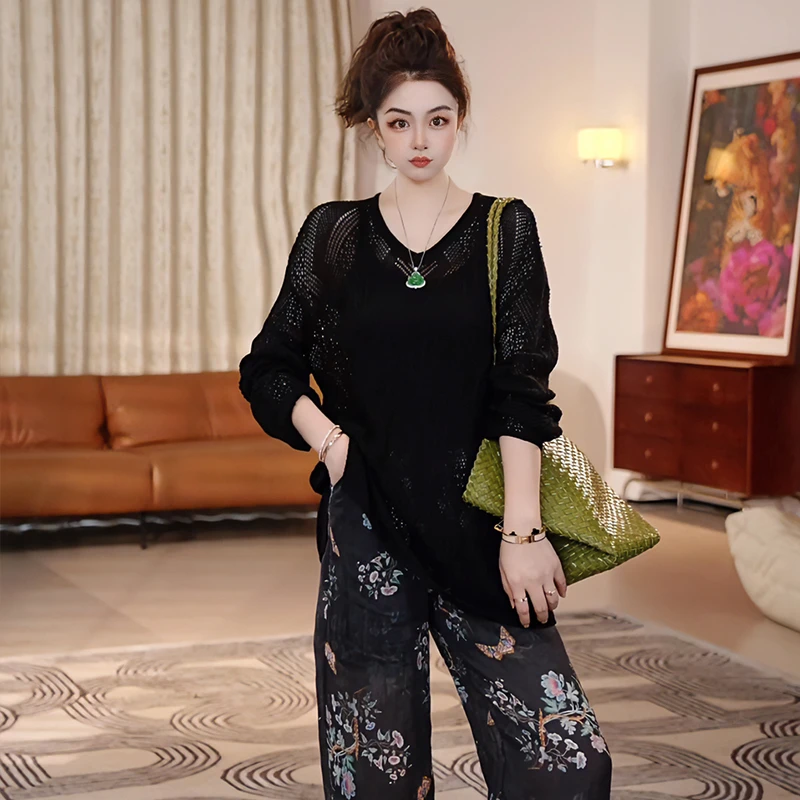 【linda姐高端线】新款时尚气质内搭显瘦黑色针织衫AA5ZDD0015