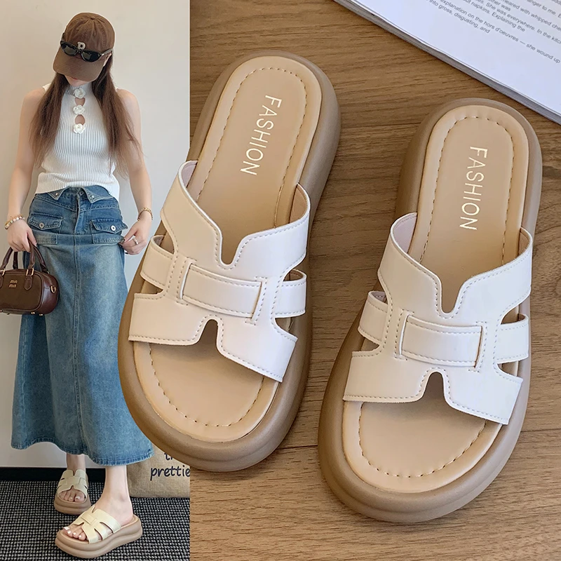 厚底一字拖适合配长裙的拖鞋夏款夏季防滑欧若动感风拖鞋凉拖鞋