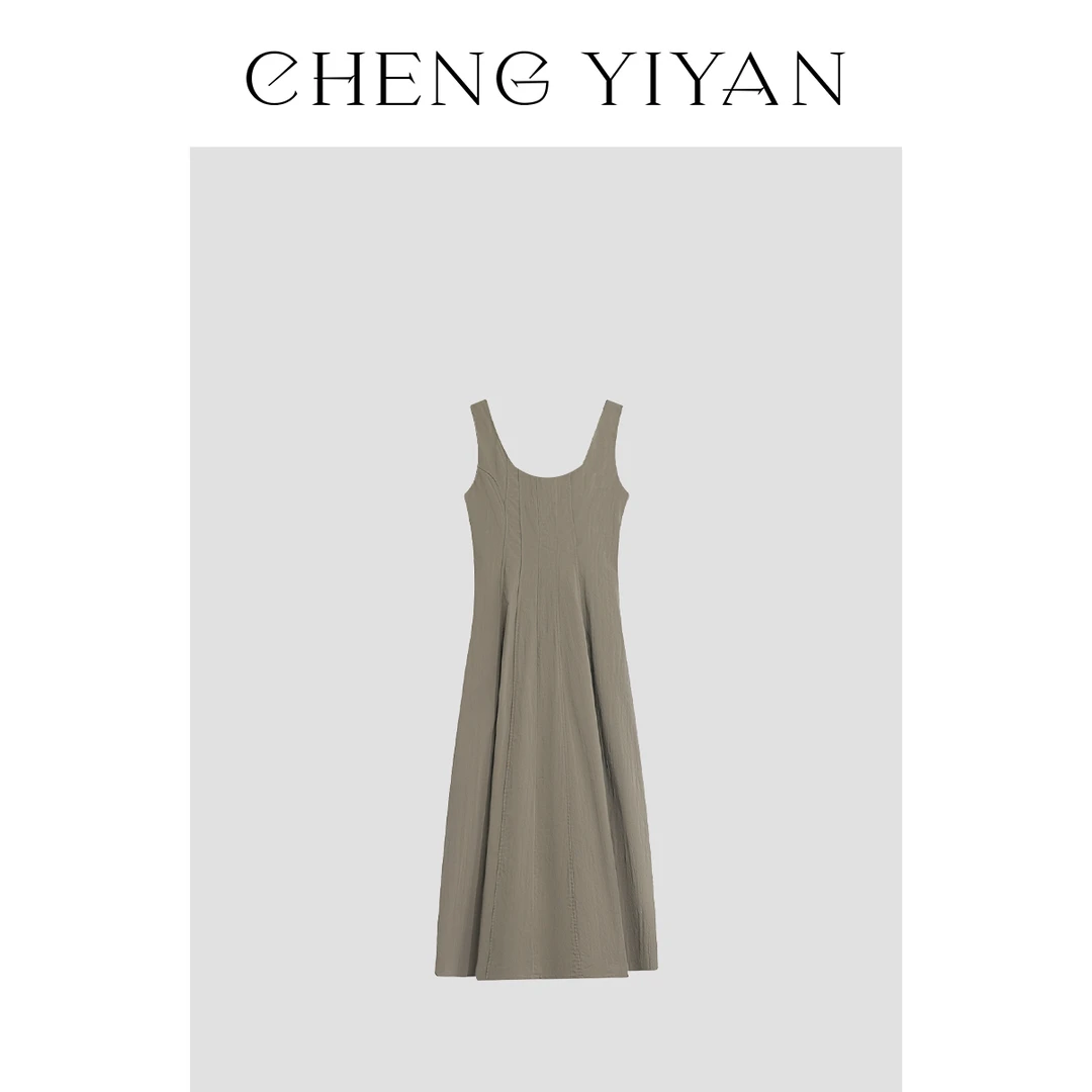 【CHENG YIYAN】徘徊首尔 收腰显瘦极简无袖中长裙 YY609#EY8234