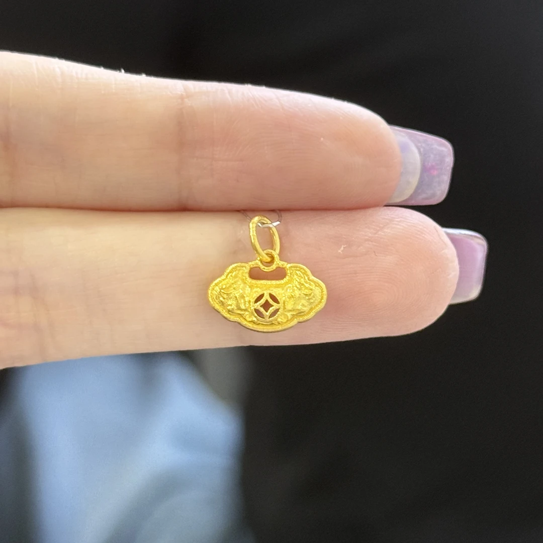 钱币锁包吊坠 足金999