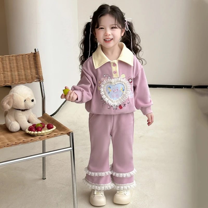 女童polo卫衣套装洋气2025春秋装女宝宝休闲两件套小女孩甜美春装