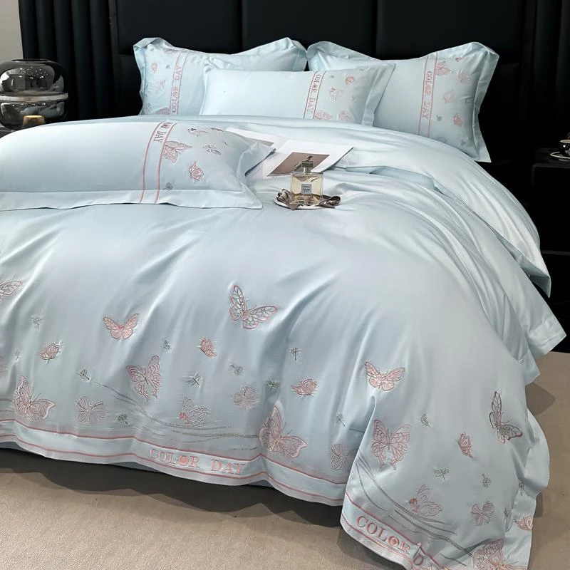 高端轻奢A类母婴级四件套刺绣被套床笠蝴蝶被罩床上用品4欧式简约