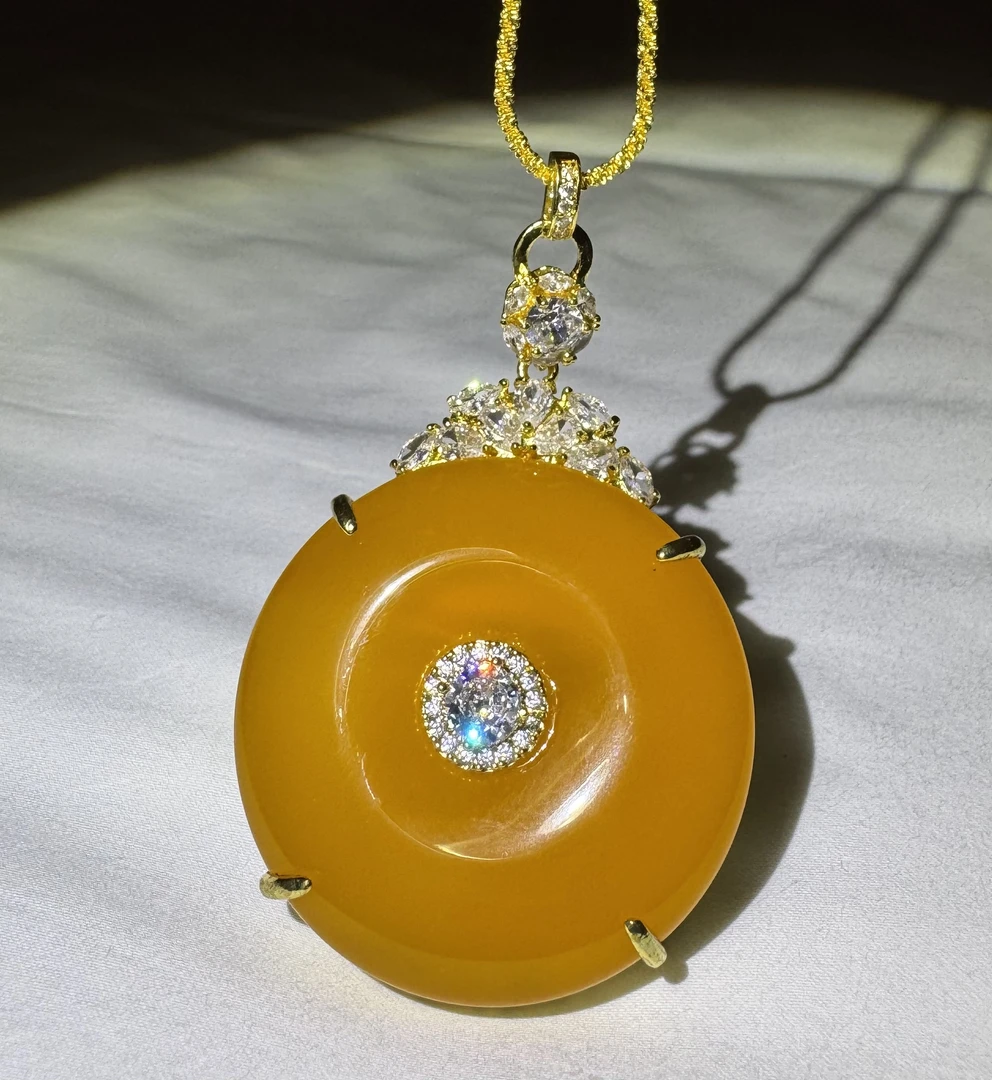 非金属珐琅项链 黄钻心