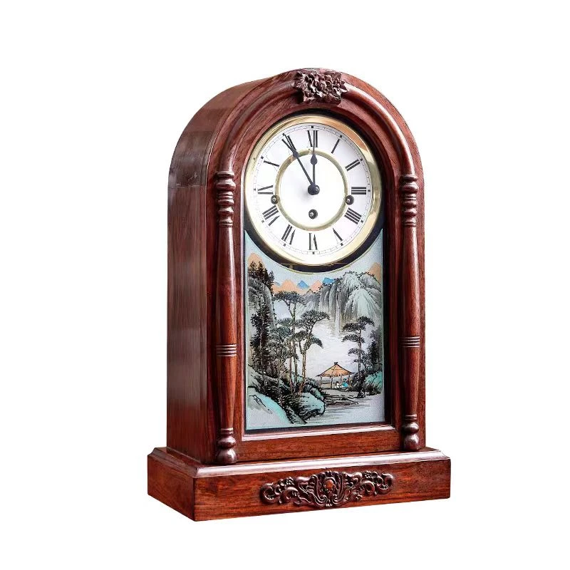 静音复古座钟客厅实木台钟中式整点报时家用摆件