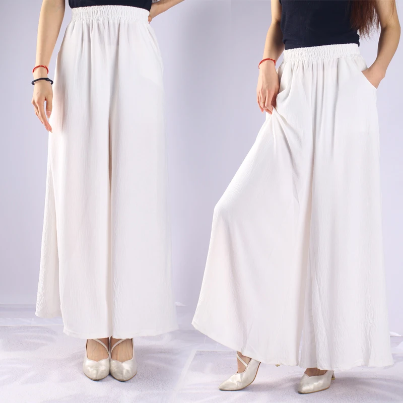 (WY)136/122/147新款休闲大码女装亚麻透气阔腿裤复古显腿长