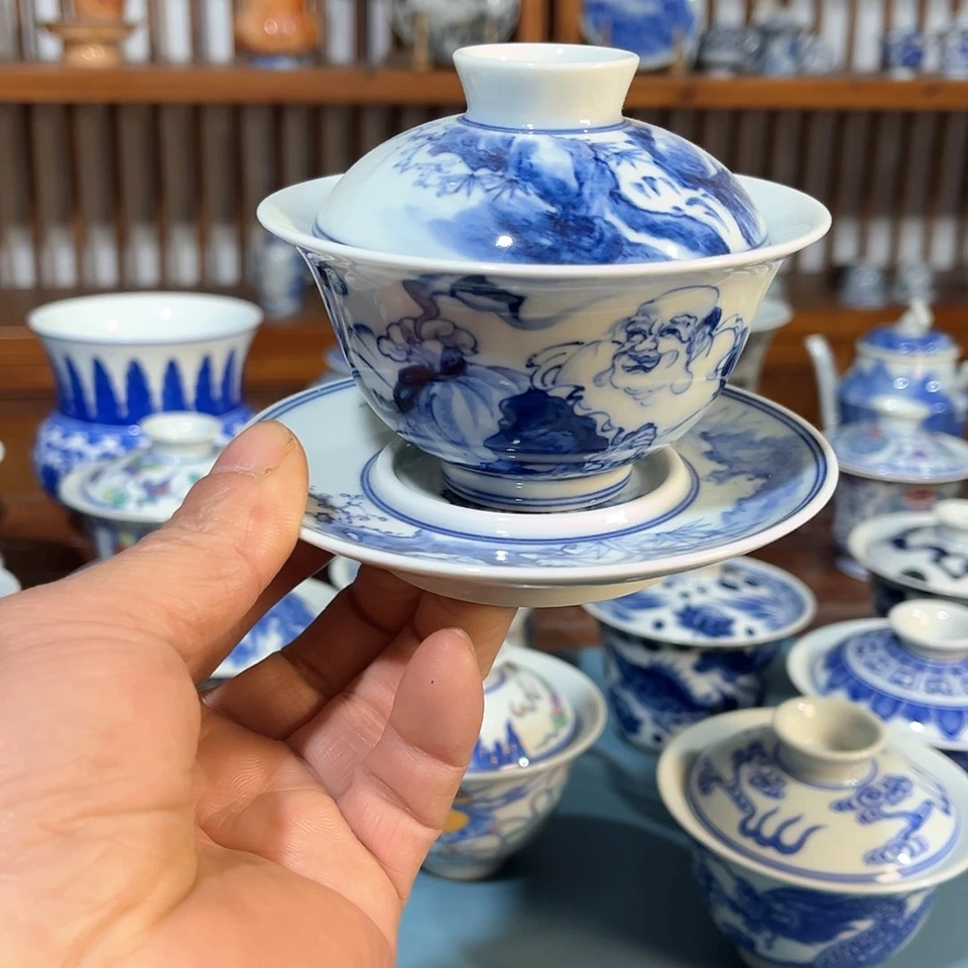 錡镇堂手工手绘盖碗